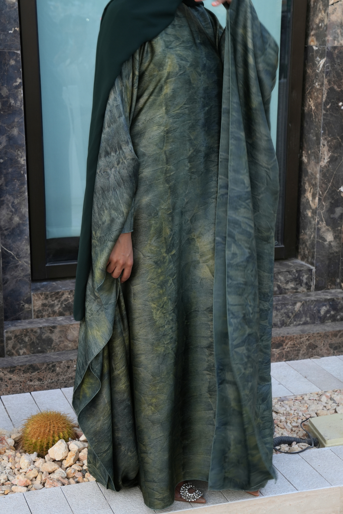 Tie Dye Kaftan - Forest Green